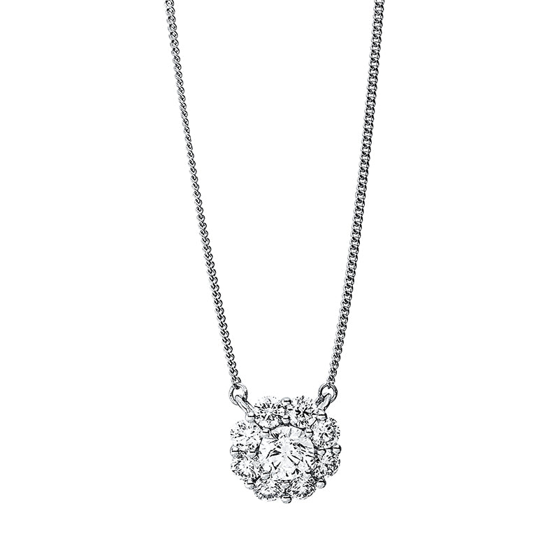 Collier 18 kt WG, 8 Brill. 0,60 ct, TW-si, 1 Brill. 0,40 ct, TW-si