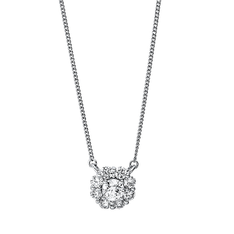 Collier 18 kt WG, 8 Brill. 0,43 ct, TW-si, 1 Brill. 0,32 ct, TW-si