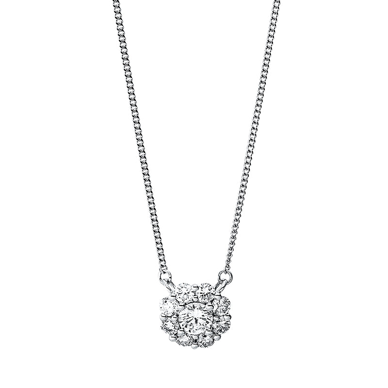 Collier 18 kt WG, 8 Brill. 0,30 ct, TW-si, 1 Brill. 0,20 ct, TW-si
