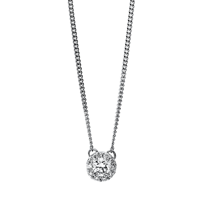 Collier 18 kt WG, 10 Brill. 0,05 ct, TW-si, 1 Brill. 0,12 ct, TW-si
