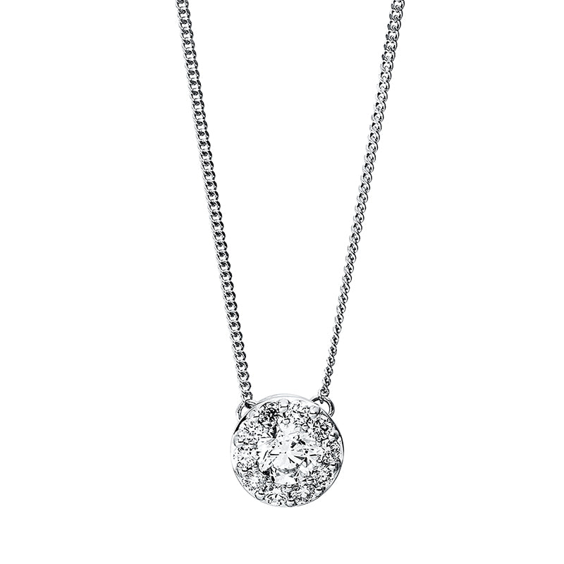 Collier 18 kt WG, 10 Brill. 0,15 ct, TW-si, 1 Brill. 0,25 ct, TW-si
