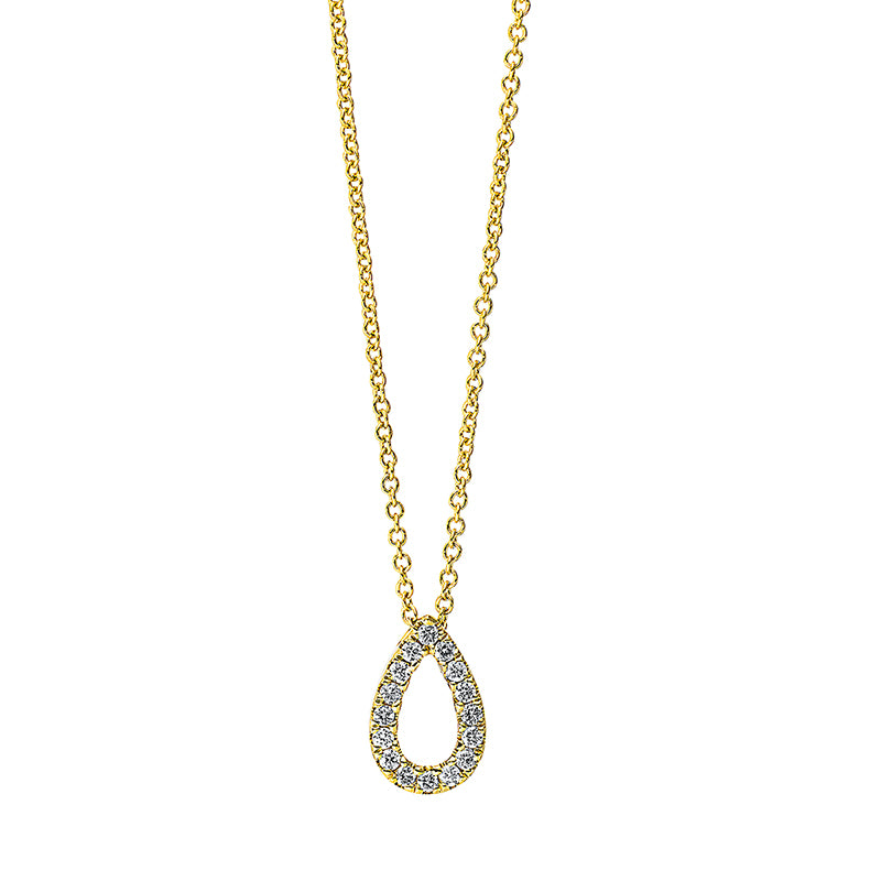 Collier 18 kt GG, mit ZÖ 40 cm, 16 Brill. 0,12 ct, TW-si