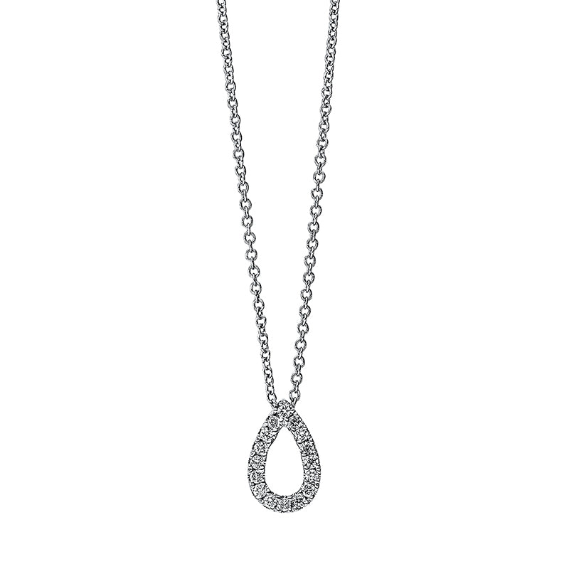Collier 18 kt WG, mit ZÖ 40 cm, 16 Brill. 0,12 ct, TW-si