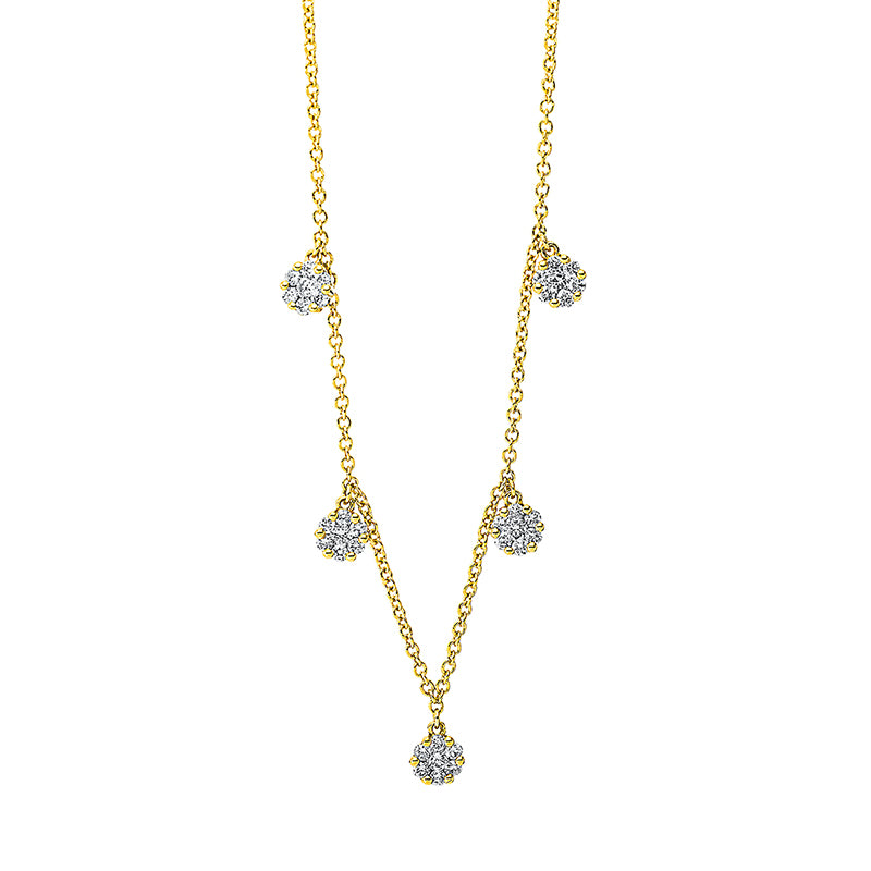 Collier 18 kt GG, mit ZÖ 40 cm, 5 Brill. 0,15 ct, TW-si, 30 Brill. 0,36 ct, TW-si