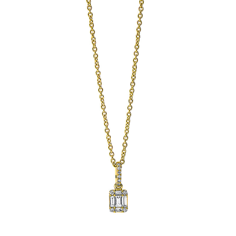 Collier 18 kt GG, 10 Brill. 0,05 ct, TW-si, 5 Bag. 0,13 ct, TW-si