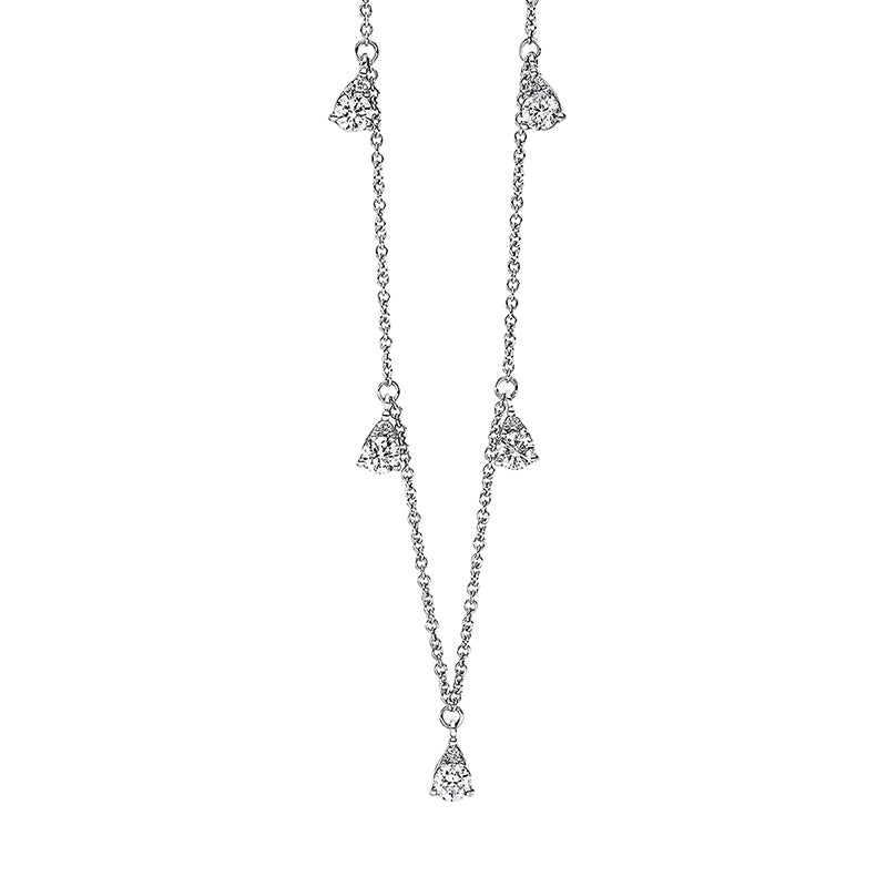Collier 18 kt WG. 5 Brillanten 0.03 ct. TW-si. 5 Brillanten 0.51 ct. TW-si. L:45.0 cm