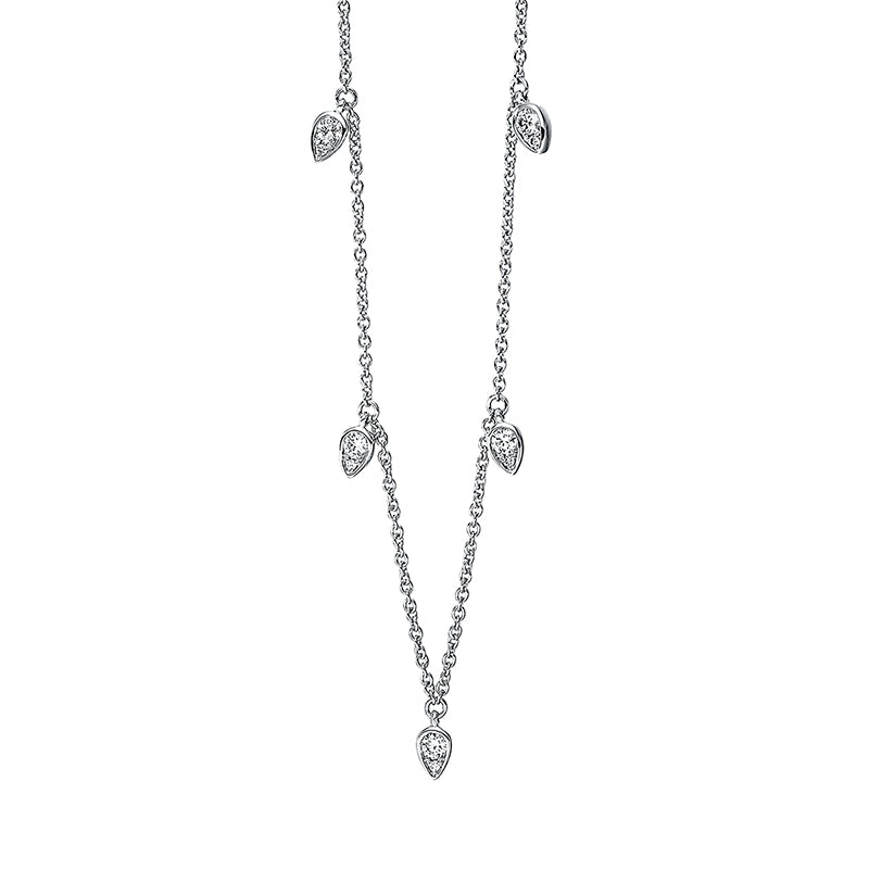 Collier 18 kt WG. 5 Brillanten 0.02 ct. TW-si. 5 Brillanten 0.25 ct. TW-si. L:45.0 cm