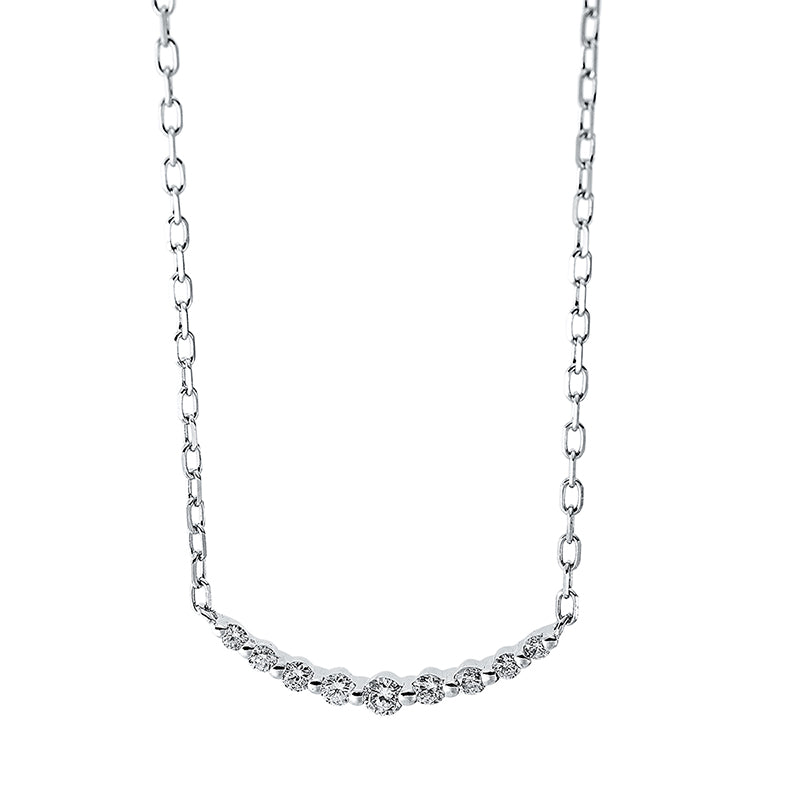 Collier 18 kt WG, mit ZÖ 40 cm 43cm, 7 Brill. 0,11 ct, TW-si, 2 Brill. 0,02 ct, TW-si