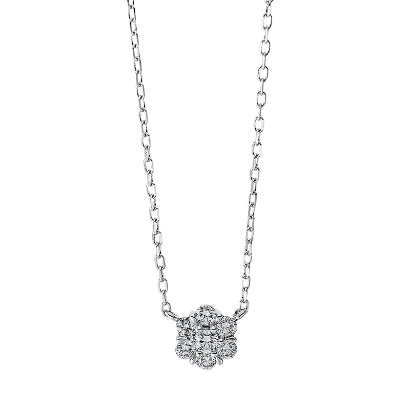 Collier 18 kt WG, mit ZÖ 40 cm and 43cm, 7 Brill. 0,33 ct, TW-si