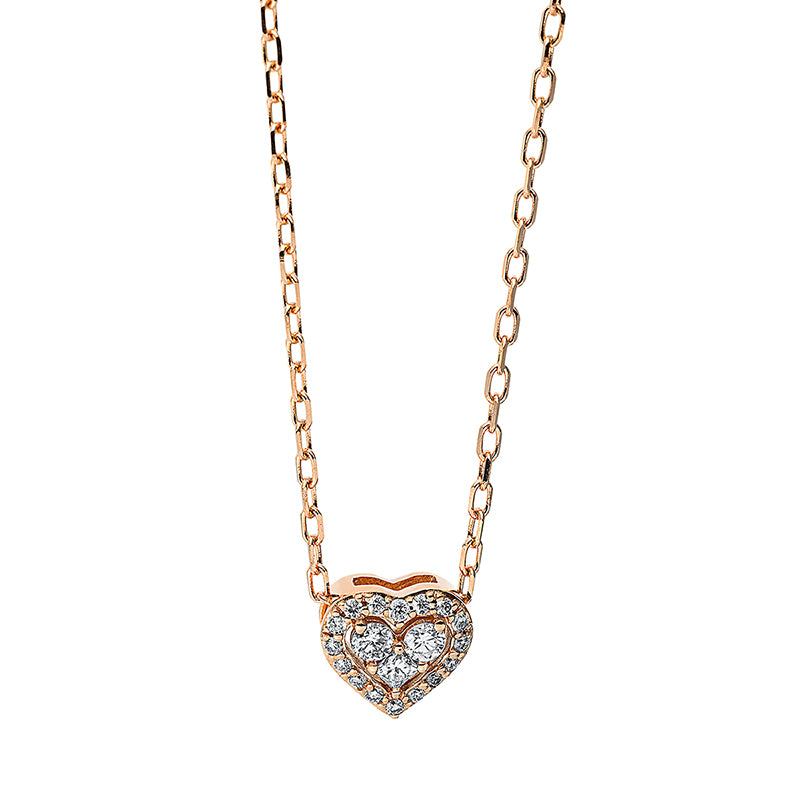 Collier 18 kt RG, mit ZÖ 42 cm, 16 Brill. 0,05 ct, TW-si, 1 Princ. 0,03 ct, TW-si, 2 Brill. 0,05 ct, TW-si