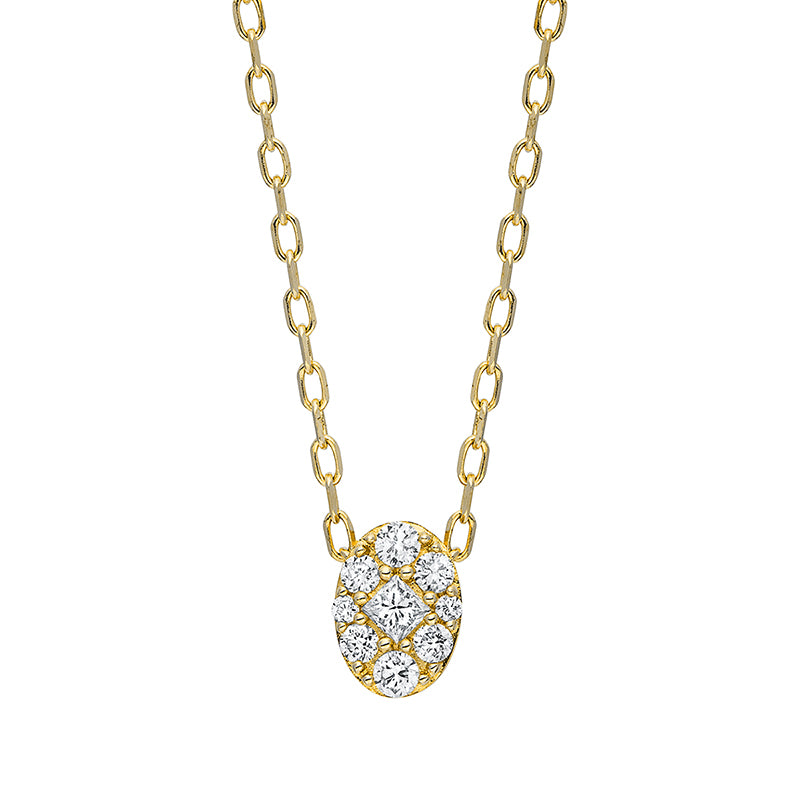 Collier 18 kt GG, mit ZÖ 40 cm and 43cm, 6 Brill. 0,08 ct, TW-si, 1 Princ. 0,04 ct, TW-si, 2 Brill. 0,01 ct, TW-si