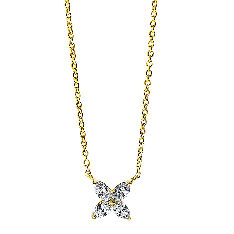 Collier 18 kt GG, 4 Nav. 0,28 ct, TW-si