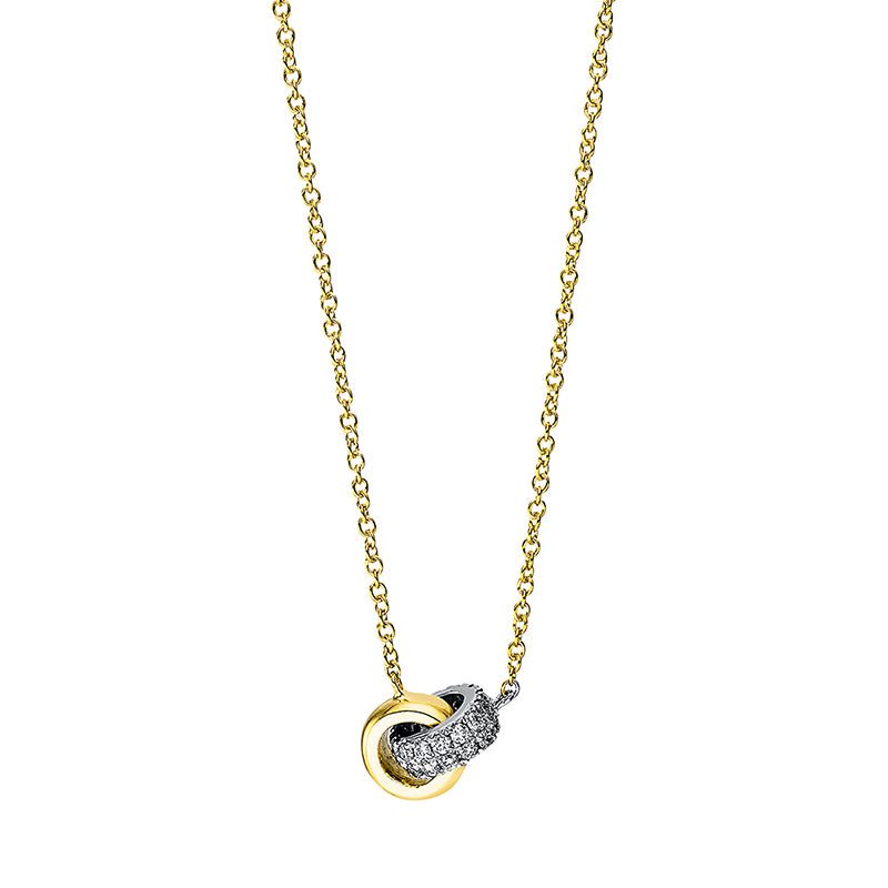 Collier 18 kt GG+WG. mit ZÖ 40.5 cm 43cm. 30 Brillanten 0.12 ct. TW-si. L:45.7 cm