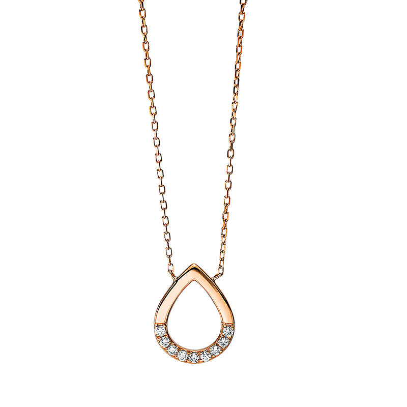 Collier 18 kt RG, mit ZÖ 38 cm & 36.8 cm, 9 Brill. 0,05 ct, TW-si