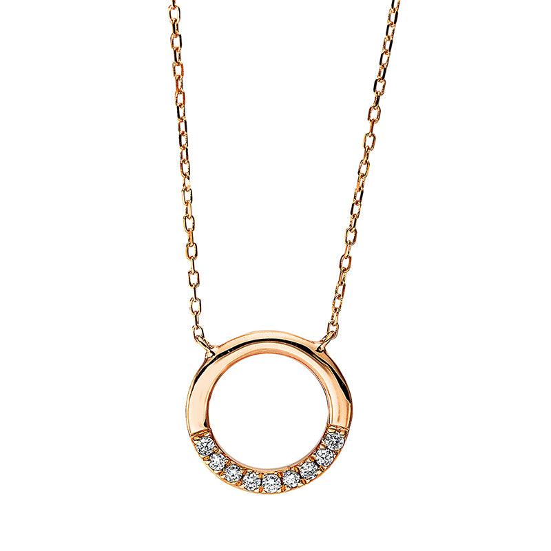 Collier 18 kt RG, mit ZÖ 38 cm + 38.6 cm, 9 Brill. 0,05 ct, TW-si