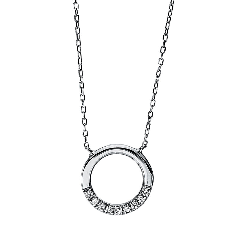 Collier 18 kt WG. mit ZÖ 38 cm 36.8 cm. 9 Brillanten 0.05 ct. TW-si. L:39.4 cm. S:1.1 mm. Ø:10.0 mm