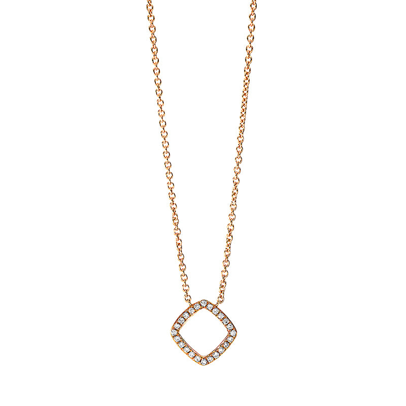 Collier 18 kt RG, mit ZÖ 38 cm & 36.8 cm, 24 Brill. 0,09 ct, TW-si