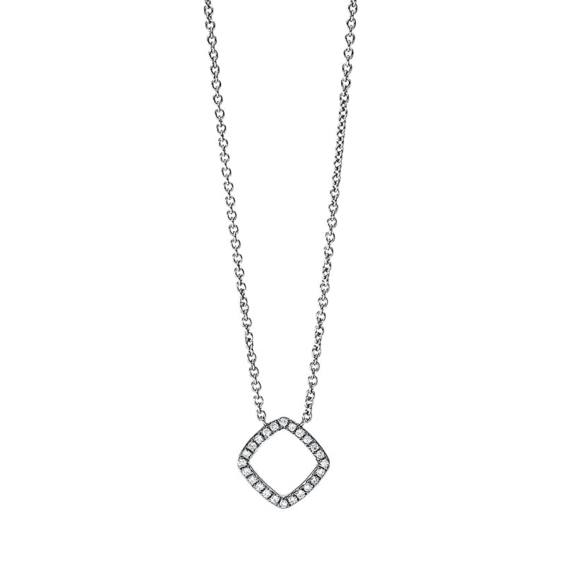 Collier 18 kt WG, mit ZÖ 38 cm & 36.8 cm, 24 Brill. 0,09 ct, TW-si