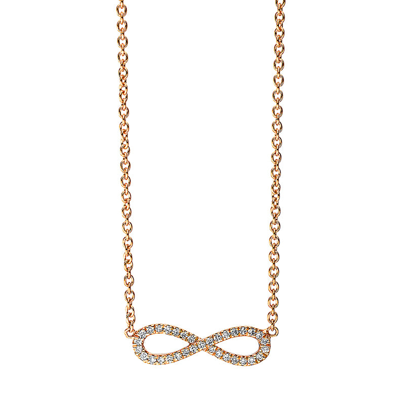 Collier 18 kt RG, mit ZÖ 41 cm & 40 cm, 33 Brill. 0,09 ct, TW-si
