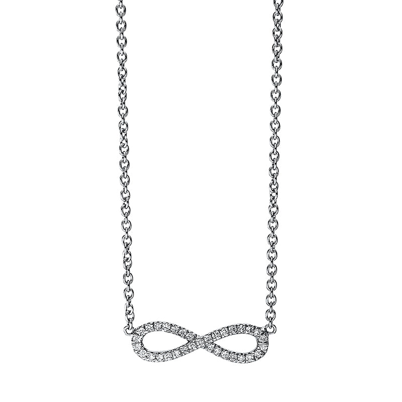 Collier 18 kt WG, mit ZÖ 41 cm & 40 cm, 33 Brill. 0,09 ct, TW-si
