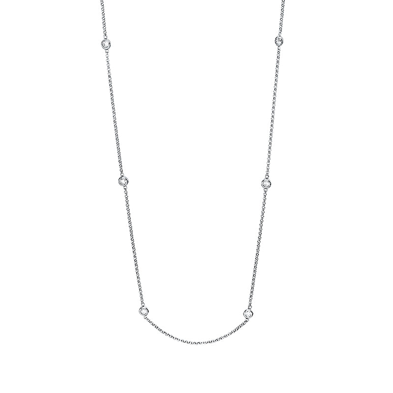 Collier 18 kt WG, mit ZÖ 42.5 cm, 10 Brill. 0,39 ct, TW-si