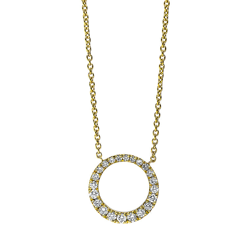 Collier 18 kt GG, mit ZÖ 38 cm &36.8 cm, 22 Brill. 0,30 ct, TW-si