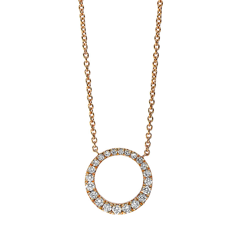 Collier 18 kt RG, mit ZÖ 38 cm & 36.8 cm, 22 Brill. 0,30 ct, TW-si
