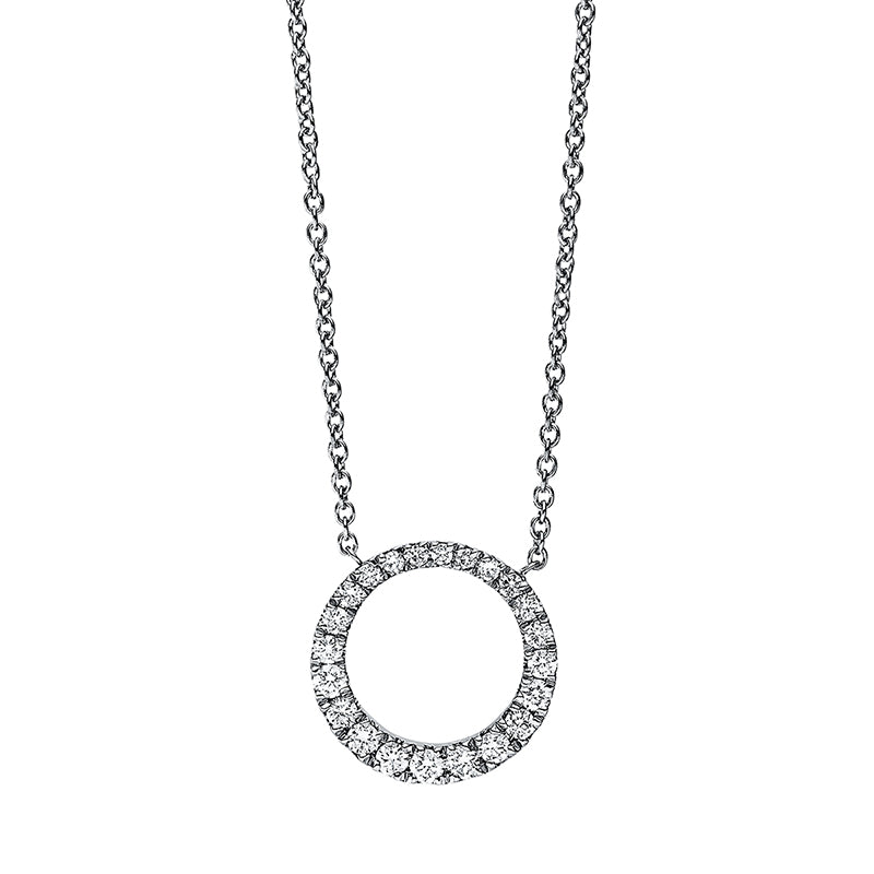 Collier 18 kt WG Kreis. mit ZÖ 38 cm 36.8 cm. 22 Brillanten 0.30 ct. TW-si. L:39.4 cm. S:1.7 mm. Ø:12.8 mm