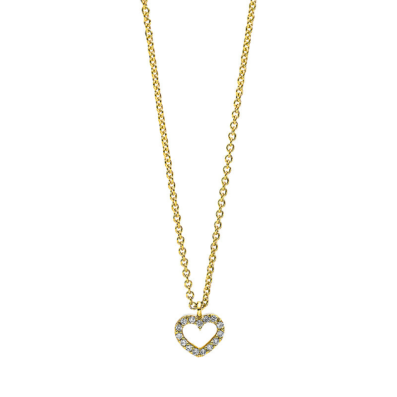 Collier 18 kt GG, mit Öse, 15 Brill. 0,04 ct, TW-si