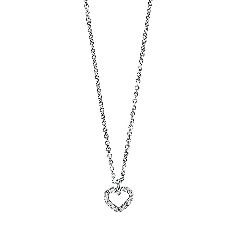 Collier 18 kt WG, mit Öse, 15 Brill. 0,04 ct, TW-si