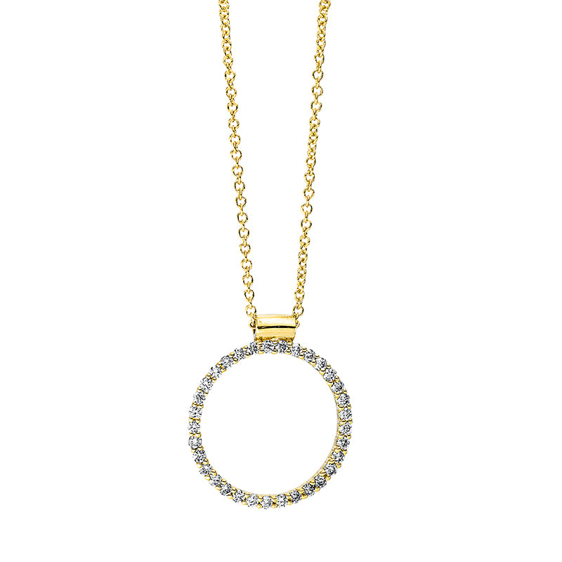 Collier 18 kt GG, mit ZÖ 40 cm, 33 Brill. 0,27 ct, TW-si
