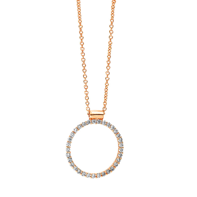 Collier 18 kt RG, mit ZÖ 40 cm, 33 Brill. 0,26 ct, TW-si