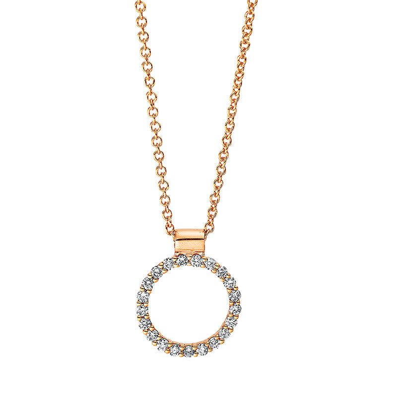 Collier 18 kt RG, mit ZÖ 40 cm, 21 Brill. 0,17 ct, TW-si