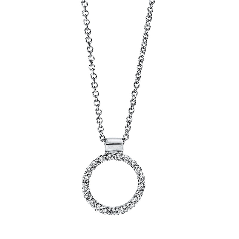 Collier 18 kt WG, mit ZÖ 40 cm, 21 Brill. 0,17 ct, TW-si