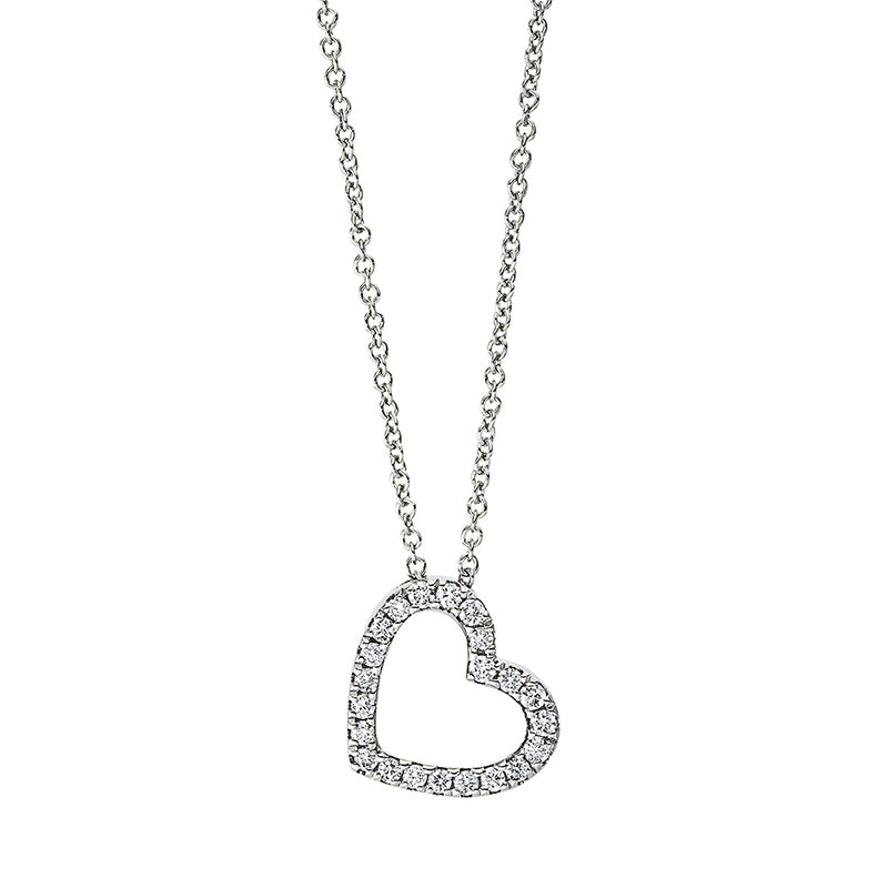 Collier 18 kt WG, mit ZÖ 40 cm, 7 Brill. 0,07 ct, TW-si, 15 Brill. 0,11 ct, TW-si