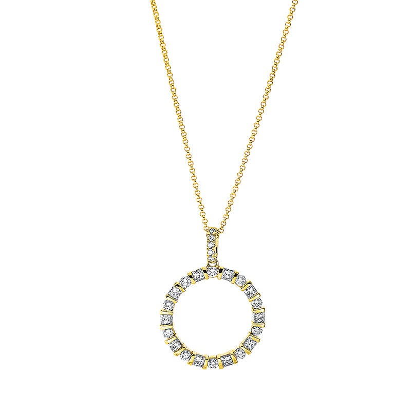 Collier 18 kt GG, mit Öse, 10 Brill. 0,44 ct, TW-si, 15 Brill. 0,32 ct, TW-si