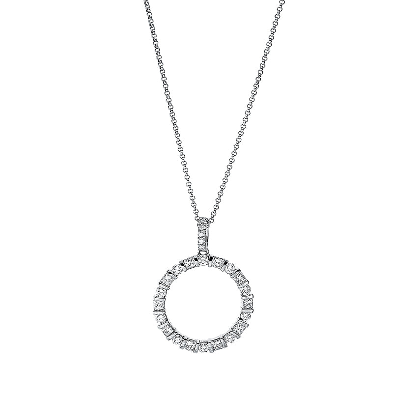 Collier 18 kt WG, mit Öse, 10 Brill. 0,43 ct, TW-si, 15 Brill. 0,32 ct, TW-si