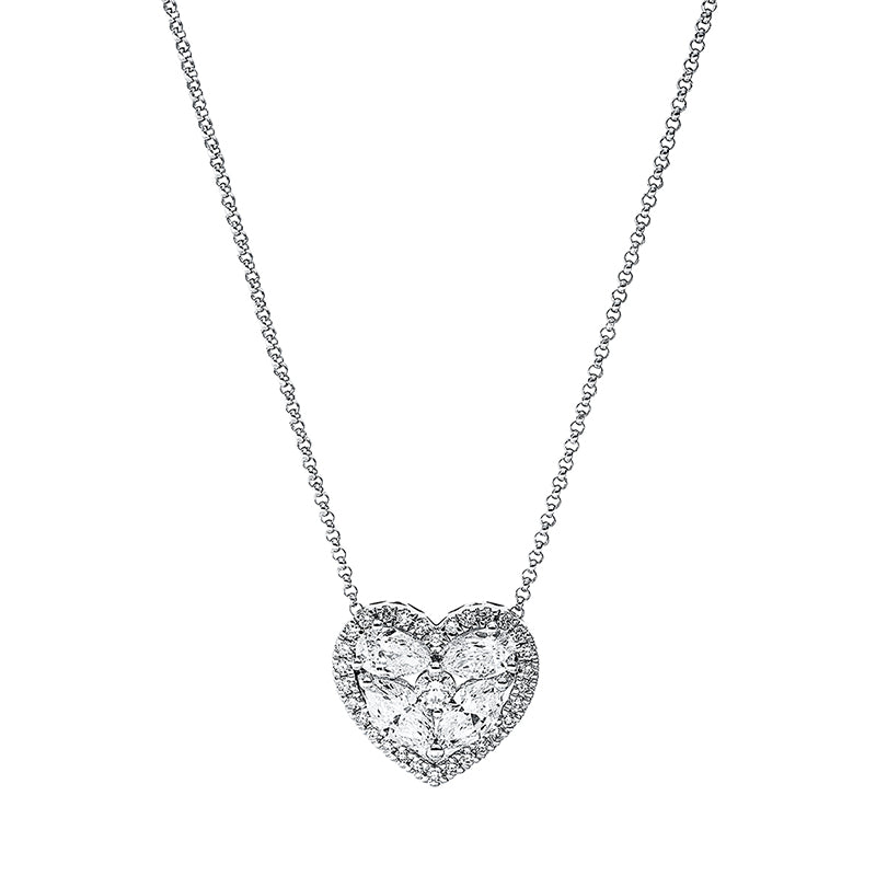 Collier 18 kt WG, 2 Nav. 0,50 ct, TW-si, 2 Tropfen 0,40 ct, TW-si, 31 Brill. 0,21 ct, TW-si