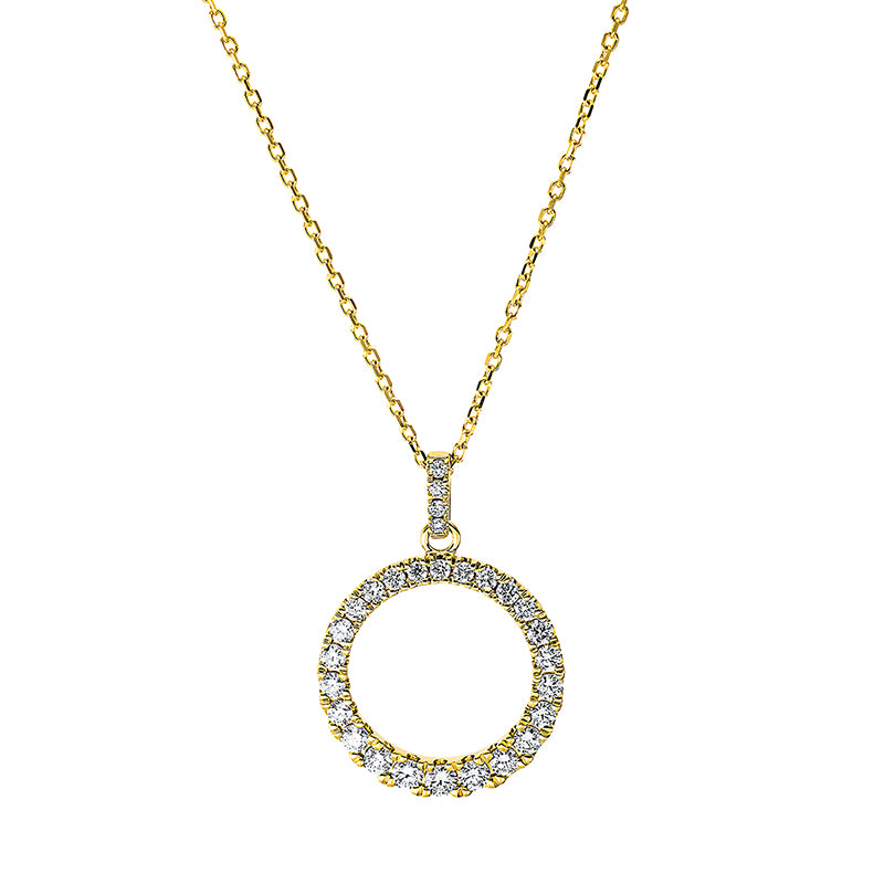 Collier 14 kt GG, mit Öse, 28 Brill. 0,65 ct, TW-si