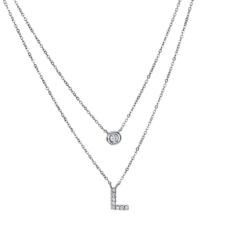 Collier 18 kt WG, 9 Brill. 0,07 ct, W-si