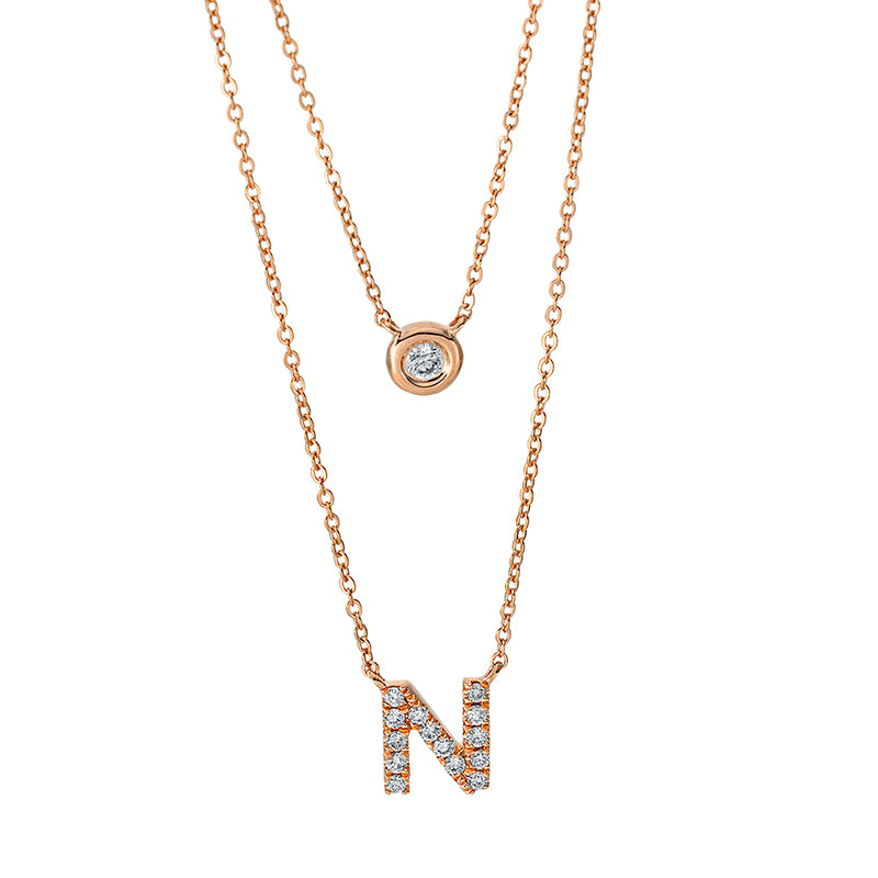 Collier 18 kt RG, 15 Brill. 0,10 ct, W-si