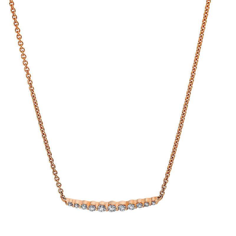 Collier 18 kt RG, 4 Brill. 0,06 ct, TW-si, 3 Brill. 0,08 ct, TW-si, 4 Brill. 0,03 ct, TW-si