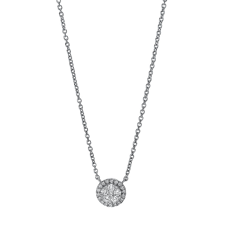 Collier 18 kt WG, mit ZÖ 40 cm, 6 Brill. 0,15 ct, TW-si, 23 Brill. 0,10 ct, TW-si