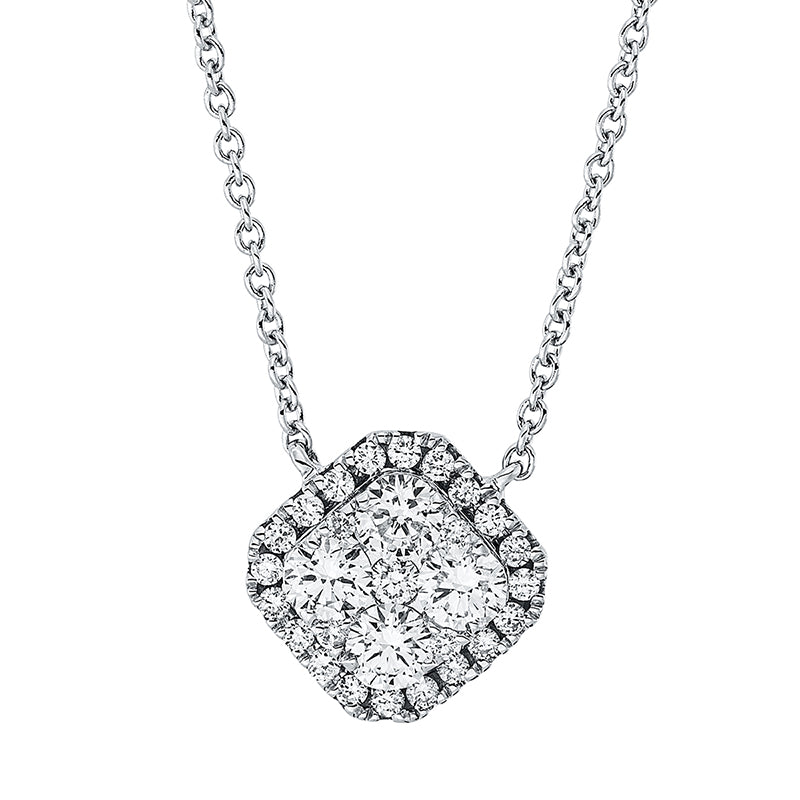 Collier 18 kt WG, mit ZÖ 40 cm, 1 Brill. 0,03 ct, TW-si, 4 Brill. 0,50 ct, TW-si, 24 Brill. 0,17 ct, TW-si