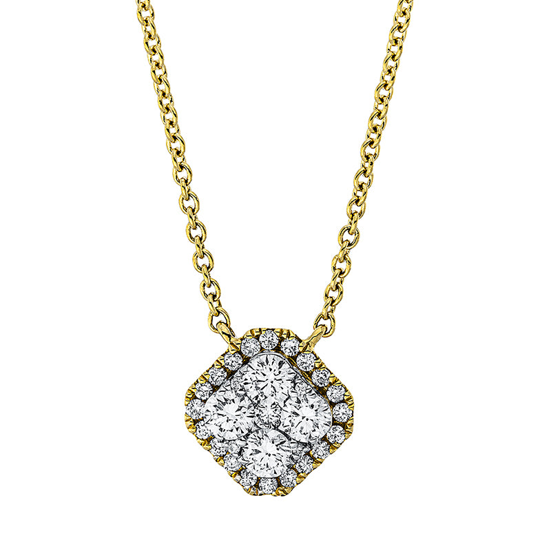 Collier 18 kt GG+WG. mit Öse. 1 Brill. 0.02 ct. TW-si. 4 Brillanten 0.32 ct. TW-si. 24 Brillanten 0.11 ct. TW-si. L:45.7 cm
