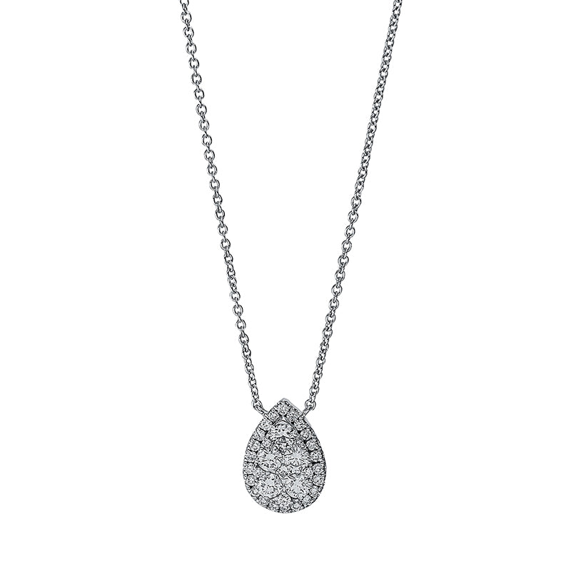 Collier 18 kt WG, mit ZÖ 40 cm, 5 Brill. 0,03 ct, TW-si, 5 Brill. 0,45 ct, TW-si, 24 Brill. 0,23 ct, TW-si