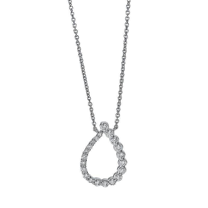 Collier 18 kt WG, mit ZÖ 40 cm, 10 Brill. 0,28 ct, TW-si, 11 Brill. 0,19 ct, TW-si