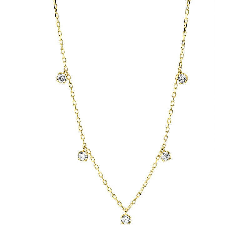 Collier 18 kt GG, Länge variabel, 5 Brill. 0,37 ct, TW-si