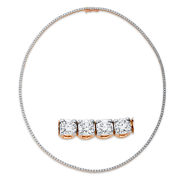Collier 18 kt RG, 202 Brill. 5,00 ct, TW-si