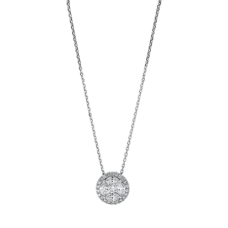 Collier 18 kt WG, 23 Brill. 0,29 ct, TW-si, 4 Nav. 0,55 ct, TW-si